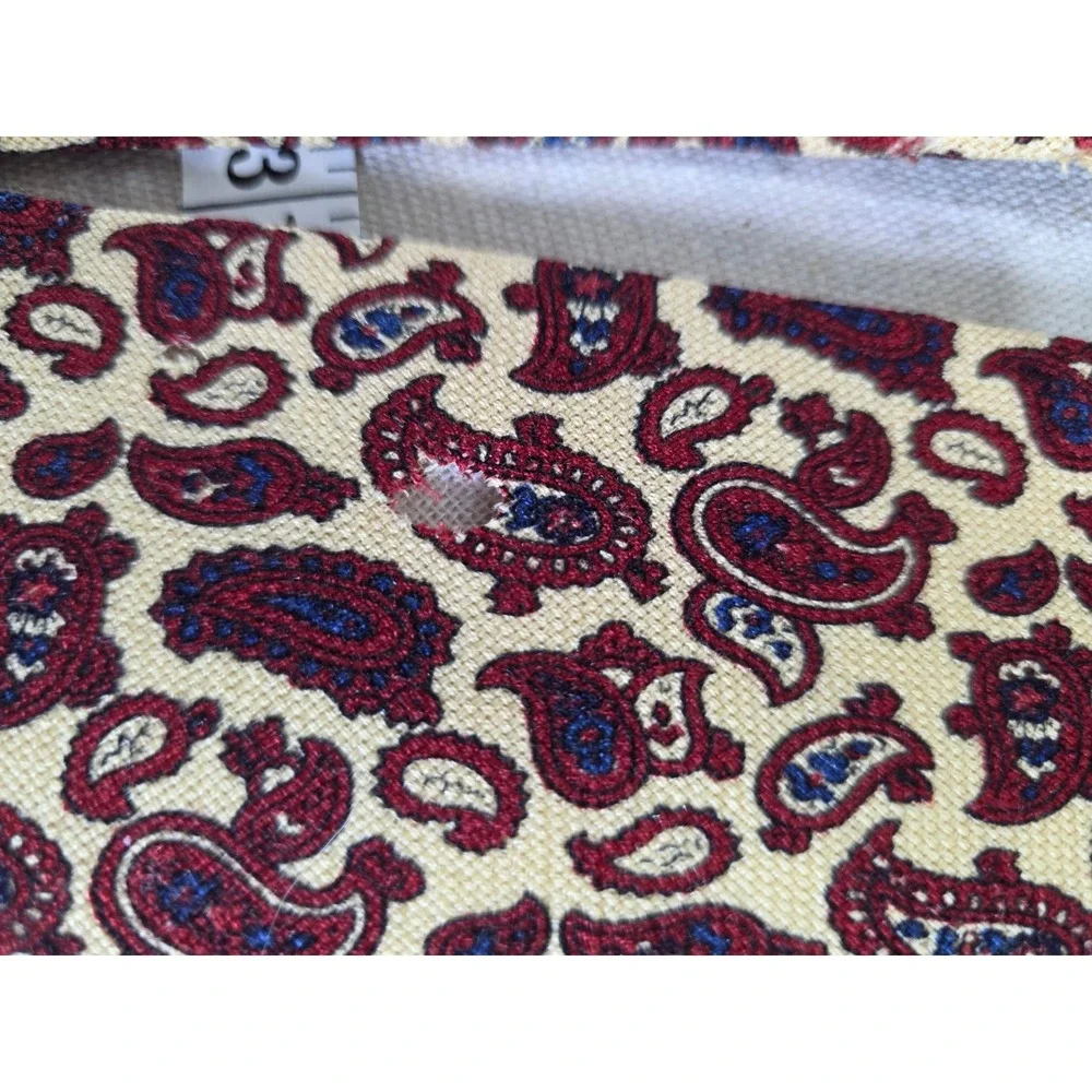 Brooks Brothers Makers Mens Paisley Wool Tie Burgundy Tan Hand Made USA 4 Inch